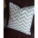 Beige & blue chevron print throw accent pillow covers 20" x 20" square handmade.