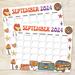 Cute Retro September 2024 Calendar Groovy Design