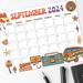 Cute Retro September 2024 Calendar Groovy Design