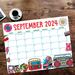 Groovy September 2024 Printable Calendar Retro Theme