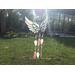 Little Angel Feathers Wind Chime (in pink) in direct sunlight.