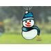 Snowman Stained Glass Ornament in direct sunlight.