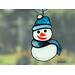 Snowman Stained Glass Ornament in direct sunlight.