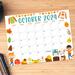 Fall Harvest October 2024 Printable Calendar
