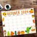 October 2024 Harvest Theme Cute Calendar Printable
