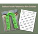 Display of the Balloon Crochet Scarf on a hanger in front of a wooden fence and a printable row counter.