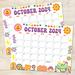 Groovy Retro October 2024 Calendar Printable