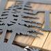 Close up of silver vein powder coat of our buck and doe deer metal wall art.