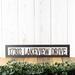 Rectangular metal hanging address sign, in silver vein powder coat.