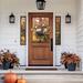 Fall wreath with velvet pumpkins and autumn leaves, perfect for adding a rustic touch to your fall door decor.
