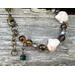 Boho style bracelet with vintage lucite shell beads and brass chain