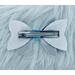Back View of all layers of blue and white glitter and rhinestone hair bow. Bow is sold individually.  
