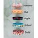 Ribbon spool choices: Numbers, Bus, Apple, School, or Dots. 