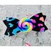 Black glitter with bright neon cheetah print on top. Topped w/ neon candy resin charm. Bow sold individually OR can purchase as a pair. 