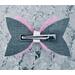 Back view of black and pink glitter faux leather tulle hair bow. Bow is sold individually. 