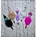 Photo of 5 beaded mama faux fur pens. From left to right: Black, Mocha, Lilac, White and Hot Pink. Pens are sold individually.