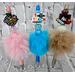 Photo displays 3 colors of Beaded faux fur teachers pen. From left to right: Peach, Blue and Mocha. Pens are sold individually.