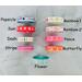 Ribbon options: popsicle, sun, dash, stripe, rainbow 1, rainbow 2, peace, & butterfly. 2" & 3" size options. 