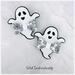 White and black ghost shaped hair bow, with spider web printed design on top. Bow is approx. 3 x 3. Bow is sold Individually.