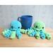 plush jellyfish mama and babies, blue and lime green