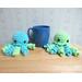 plush jellyfish mama and babies, blue and lime green