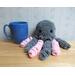 Plush jellyfish mama and babies, gray and pink