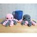 Plush jellyfish mama and babies, gray and pink