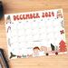 Whimsical December Calendar with Cute Retro Art
