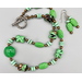 Necklace set | vintage green glass beads with bronze and aventurina accents