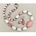 Necklace set | Pink and opalescent whites vintage and antique Japanese glass beads, Miriam Haskell focal