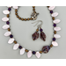Necklace set | Pale lavender glass leaves, amethyst and glass bronze rounds, finned violet/amethyst focal beads