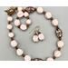 Necklace set | Pale pink vintage glass beads, purple-violet/silver foil focals