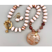 Necklace set | Hematoid quartz pendant disk, vintage glass pale pink rondelles, strawberry quartz faceted rounds