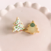 fireflyFrippery White Christmas Tree Sugar Cookie Earrings Front & Back