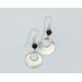 silver earrings with diamond-cut blue lapis lazuli beads, pewter off-center washer style dangles, and Argentium silver ear wires 