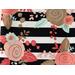 a close up of the stripe floral print