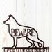 Close up of German Shepherd silhouette on our metal sign, in copper vein powder coat.