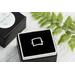Sterling silver ring with open square design.