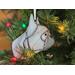 Close up of French Bulldog Ornament- Gray- in Christmas tree.