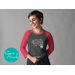 Believe Christmas 3/4-Sleeve Raglan Shirt: Perfect for Holiday Gatherings and Festive Train Rides