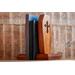 front view of wooden gothic bookend coffin shaped book holder for table, bookshelf, or book case