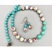 Necklace set | Mid-century vintage glass beads — turquoise and multi-colored "confetti"
