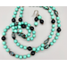 Necklace set | Double-strand mid-century turquoise and black glass beads