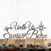 Unto Us a Savior is Born metal plaque, with a Christmas Tree, in raw steel.