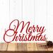 Merry Christmas script metal wall art, in red gloss powder coat.