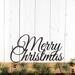 Merry Christmas script metal wall art, in silver vein powder coat.