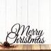 Merry Christmas script metal wall art, in matte black powder coat.