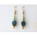 Blue green kyanite stone earrings embellished with 14K gold filled accents and earwires