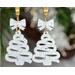 White Christmas tree earrings