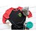 Christmas Raglan Green Monogram Shirt with Santa Hat and Matching Sticker - Personalized Holiday Tee